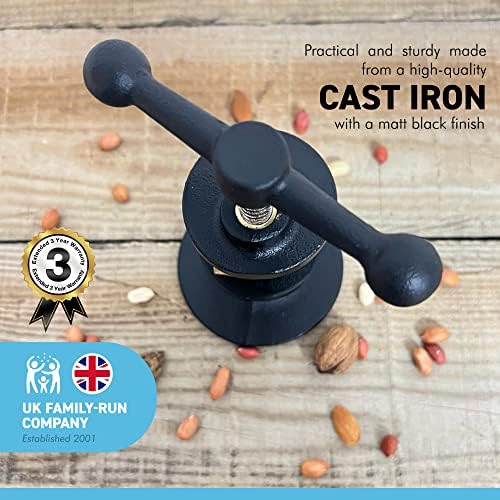 Quebra -nozes de ferro fundido | Feito de ferro fundido pesado de qualidade com acabamento preto | Prático