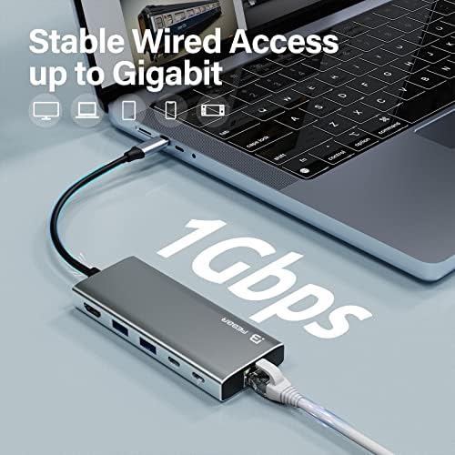 Hub USB-C para laptops, 11 em 1 USB C Hub com Ethernet e HDMI, USB Hub USB C Os hubs de rede