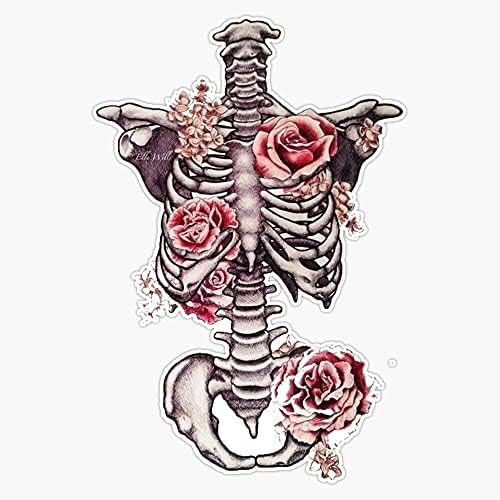 Esqueleto de raio-x com flores Adesivo de vinil