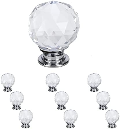 NYSHINE 10 Pack em forma de diamante de vidro de cristal puxa maçaneta de gaveta para armário para armário