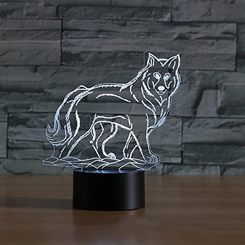 3D Wolf Night Light Animal Touch Touch Decor Decor Mesa Lâmpadas de ilusão óptica 7 Luzes de cores Luzes de mesa