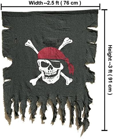 Langxun tamanho grande 3 pés x 2,5 pés retrô e bandeira de pirata de linho intemperizados para decorações de Halloween, festa de pirata, decoração de quarto de crianças