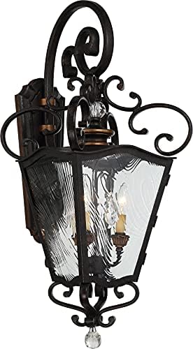 Minka Lavery 9333-661 Brixton Ivey Lanterna de parede de vidro de ondulação clara e clara e clara, 3-luz 180