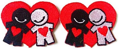 Defina 2 pcs. Mini Red Heart Love Cartoon Jaqueta T-shirt Costure Ferro em Appliques Bordteled Citch