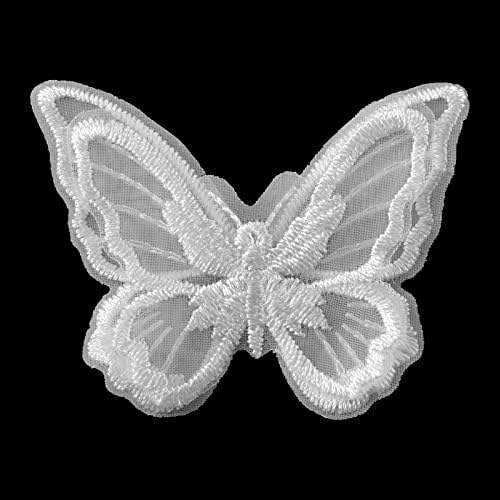 12 PCs Butterfly Lace Trim Camadas duplas Organza Fabric Patches bordados costurando apliques de artesanato