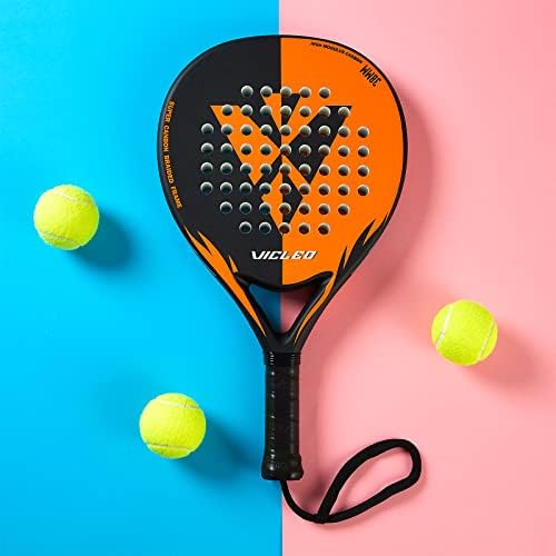 Raquete de tênis vicleo paddle, raquete de tênis de praia, fibra de carbono com memória EVA com