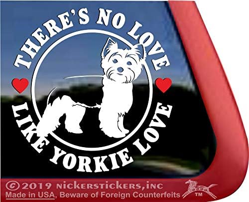 Não há amor como Yorkie Love | Nickerstickers® Vinyl Yorkshire Terrier Window Decalper