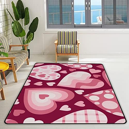 Tsingza tapete macio tapetes de área grande, corações do dia dos namorados confortáveis ​​carpete