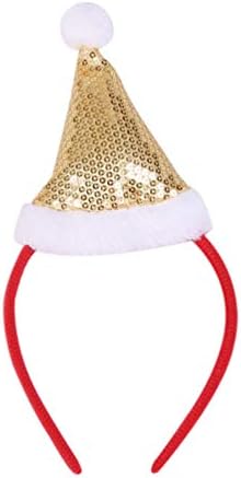 Happyyami lantejouno Santa chapéus 4pcs bandeiras de natal brilho lenço de lantejoulas santa bandana