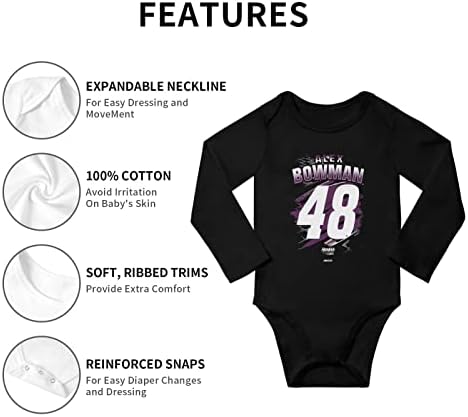 Alex Bowman 48 Baby Bodysuit unissex algodão recém -nascido menino menina de menina de camisa de subida