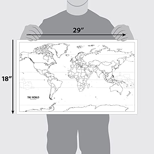 Palace Learning 4 Pack - EUA e mapa mundial em branco Posters de contorno + mapas mundiais e EUA
