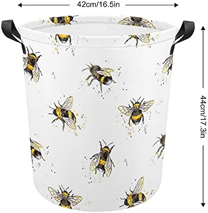Foduoduo Roupa de cesta de lavanderia Bumblebee cesto de roupa amarela voadora com alças Saco
