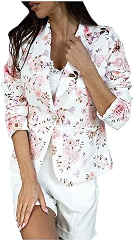 Férias femininas de um botão pequeno capa pequena terno floral estampa floral slim jacket moderno