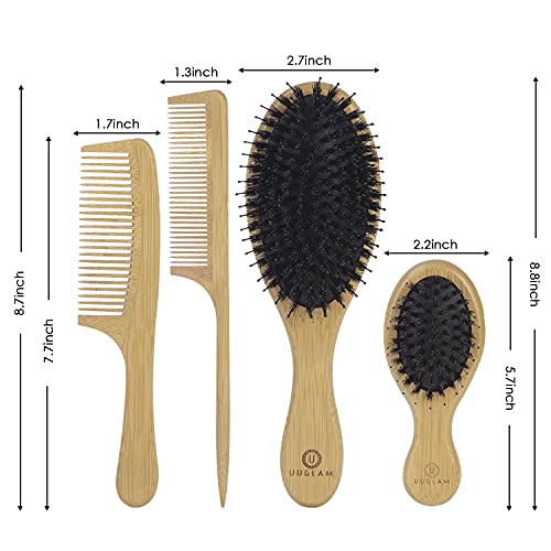 Pincel de cabelo seco e molhado e pente-pente natural cerdas de bambu de bambola de jarra de cabelo para cabelo