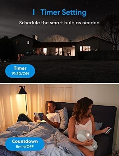 Lâmpada Smart Meross, Wi -Fi LED de Wi -Fi, compatível com Apple HomeKit, Siri, Alexa, Google Home, SmartThings,