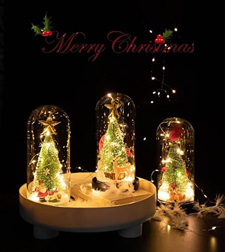 NC Christmas Creative Gift Cedar Janela de cedro Decorado LED Light Glass Cover Ornamentos do topo da árvore