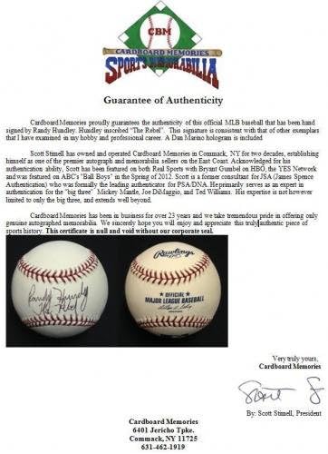 Randy Hundley Cubs assinou assinado MLB Official Baseball The Rebel Auto CBM COA - Bolalls autografados
