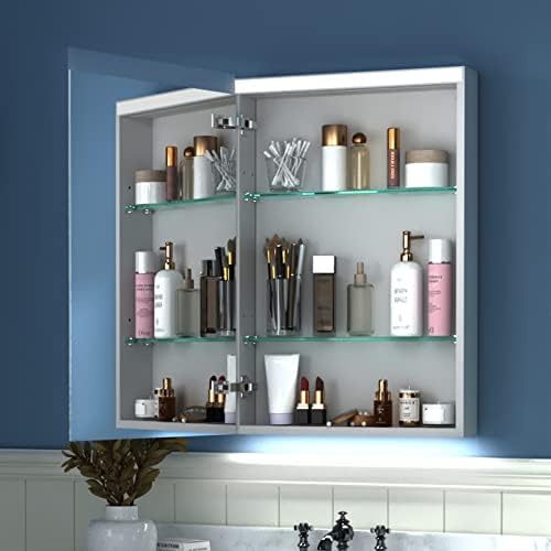 Exbrite 20''x 30 '' Cabinete de remédios iluminados com espelho, armário de remédios para banheiros
