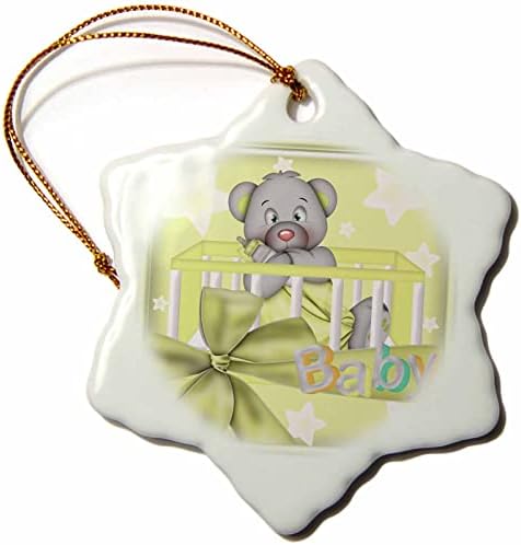 3drosrose fofo bebê urso em um berço com ilustração de estrelas - ornamentos