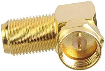 Conector do cabo coaxial VCE e extensor de cabo coaxial de ângulo reto RG6, adaptador de ouro do tipo F fêmea