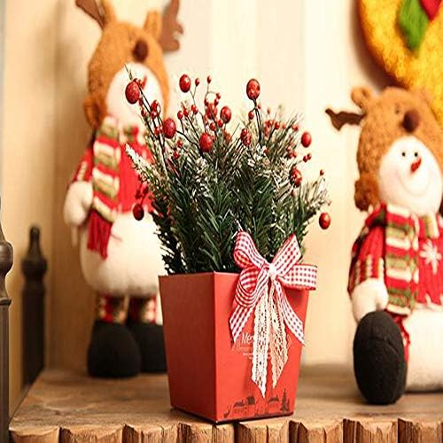 Kingmo Creative Miniature Christmas Tree Miniature Desktop Miniatura Miniatura Paisagem em vasos de Natal Conjunto com decorações de Natal