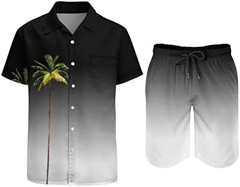 BMISEGM Terno masculino masculino Moda de verão Hawaii Seaid Holiday Beach Digital 3D Imprimir camisa