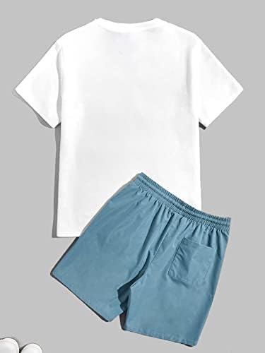 Roupa de duas peças de fioxa para homens, letra de letra, camiseta gráfica e shorts de cintura de