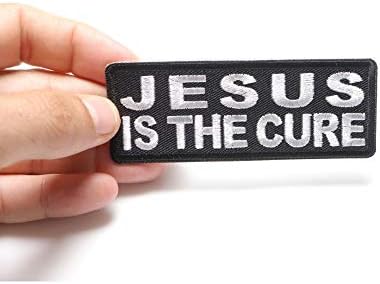 Jesus é o adesivo de cura - 4x1,5 polegadas. Ferro bordado no patch