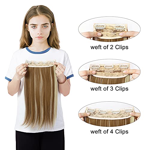 Extensões de cabelo de 4pcs clipes retos em longas extensões de cabelo sintético de 18 polegadas de espessura
