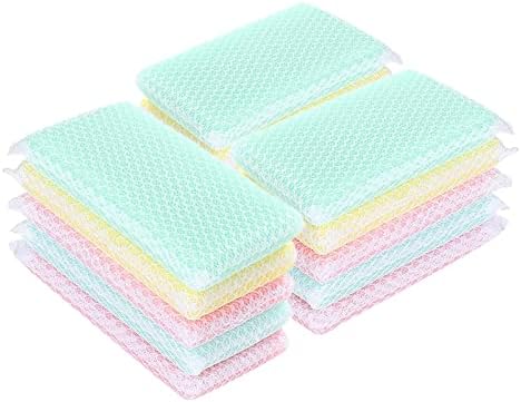 Greywhsky pacote de 15 esponjas de lavagem de cozinha malha de malha Scouring Pad Multi Color odor esponja para