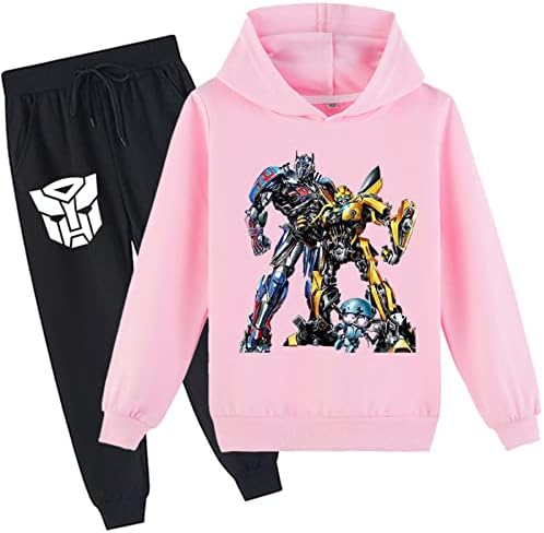 Leeorz Kids 2 peças Transformers Capuzes com moletom de manga longa e calças de moletom de mangas