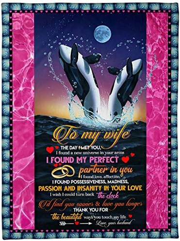 Cholyme LLC Nome Cobertor, cobertor de flanela, Para minha esposa Dolphin, eu te amo cobertores personalizados