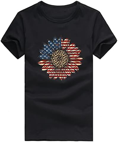 4 de julho camisetas para mulheres de manga curta o pescoço túnicas tópicas de bandeira americana