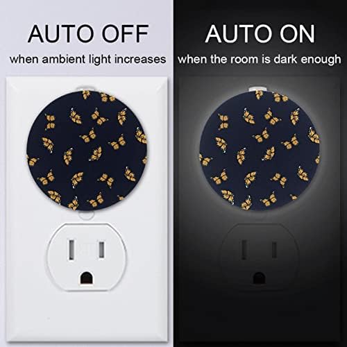 Baby Night Light With Monarch Butterfly Pattern Night Light Plug in Wall With Dusk-to-Dawn Sensor 2-Pack