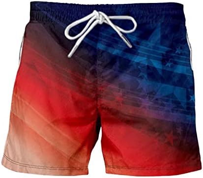 Mens Board Shorts Summer Casual Quick Dry 3D Flag Prind Shorts 4 de julho de roupas de banho patrióticas