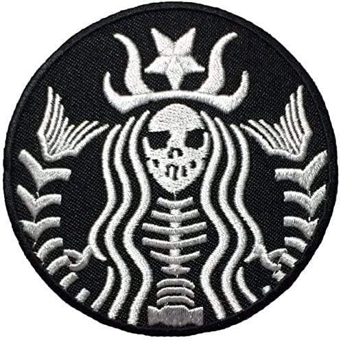 PatchClub Dead Mermaid Zombie Cafe Starbuck Coffee Patch Iron On/Sew On Halloween Skull Skeleleton Bordings