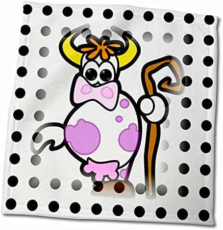 3drose florene - infantil art iv - estampa de vaca feminina em pontos pretos - toalhas