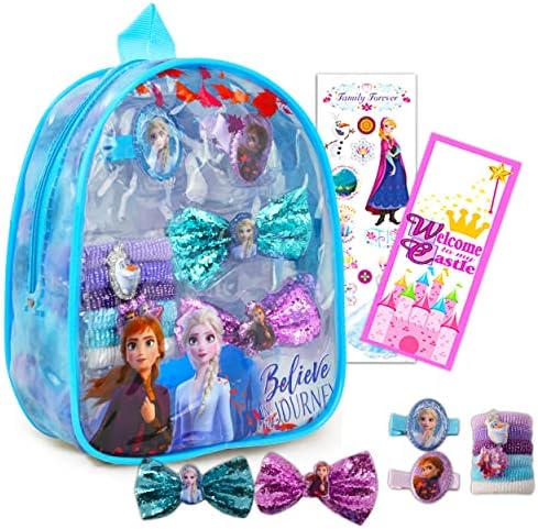 Pacote de acessórios para cabelos congelados da Disney ~ 10 PC PC Frozen Hair Set com bolsa de acessórios