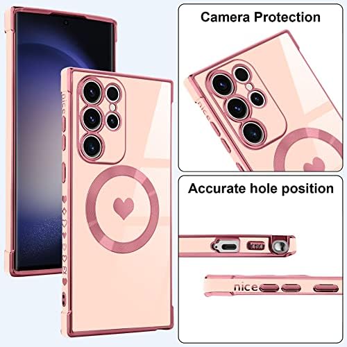 Kanghar para Samsung Galaxy S23 Caixa de Telefone Ultra Magnética Luxo Caso de Luxuja CARENTE CORAÇÃO [Compatível