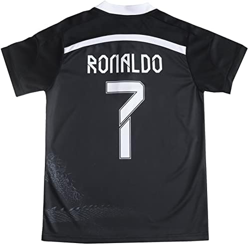 Leenbd Ronaldo n 7 Madrid Black Dragoon Edição Especial Edição Kids Soccer Jersey Kit Meias Conjunto