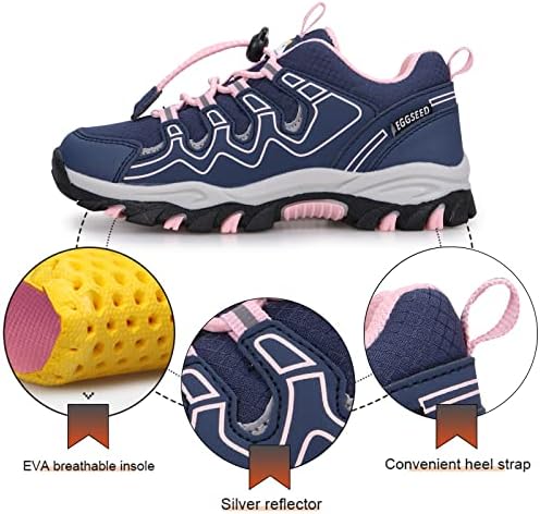 Tênis de sapatos de trilha para crianças sementes de ovos para meninos repelentes de água tênis de caminhada ao ar livre, garotas, garotas resistentes à prova d'água resistente às crianças casual confortável