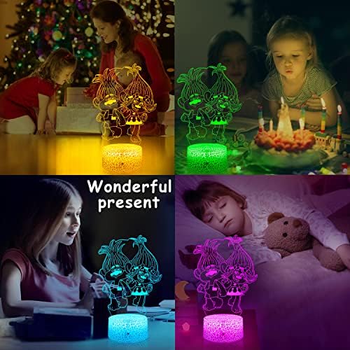 Luz noturna gimfry para meninas Lâmpada de anime Ilusão 3D 16 cores mudando com controle remoto e toque luzes infantis para decoração de cabeceira de quarto como presentes de aniversário para meninos meninas