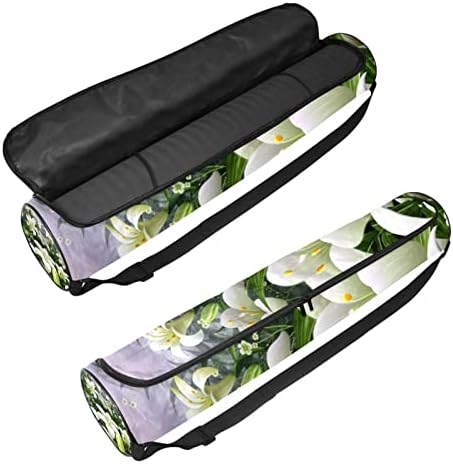 Bolsa de tapete de ioga ratgdn, flores de lírios florescem exercício de ioga transportadora de tapete