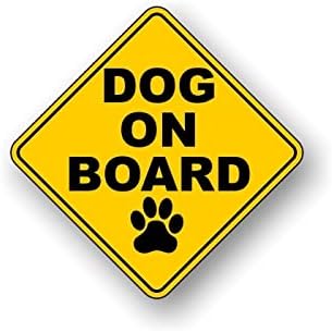 5.25 Dog a bordo do decalque amarelo diamante adesivo de canto de segurança veículo veículo de pata de impressão cão a bordo Minivan SUV SUV Vinil adesivos 5.25 x 5,25 )