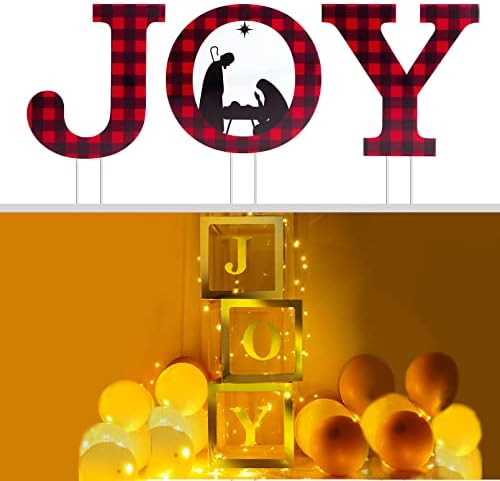 Joy Nativity Yard sinal para pacote de decorações ao ar livre de Natal com Joy Christmas LED Caixas para FOTO