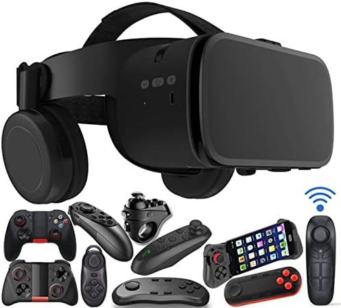 Fone de ouvido nuopaiplus vr, 3D VR Glasses Realidade virtual Realidade sem fio Bluetooth VR Capacete de fone de ouvido para smartphone 4.7-6,2 polegadas para filmes IMAX e jogos com controlador remoto