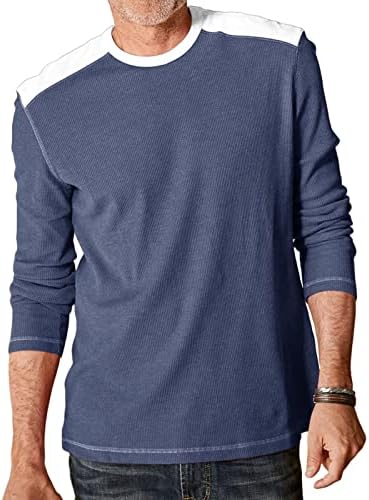 Jeke-dg homens camisas de manga longa colorblock pullover térmica t-shirt raglan colorido de picada