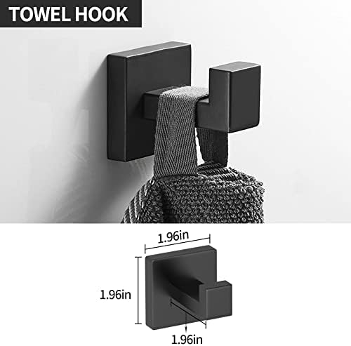 Conjuntos de barras de toalhas do banheiro, conjunto de hardware de banheiro preto de 5 peças fosco, kit