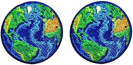 2 PCs Blue Earth World Planet Patch Iron ON/Cost