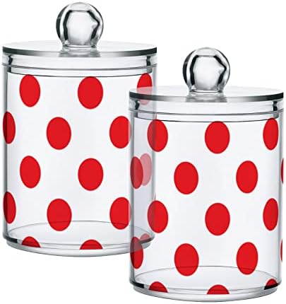 Polka ponto vermelho swab swab suporte de banheiro recipientes frascos com tampas conjuntos de